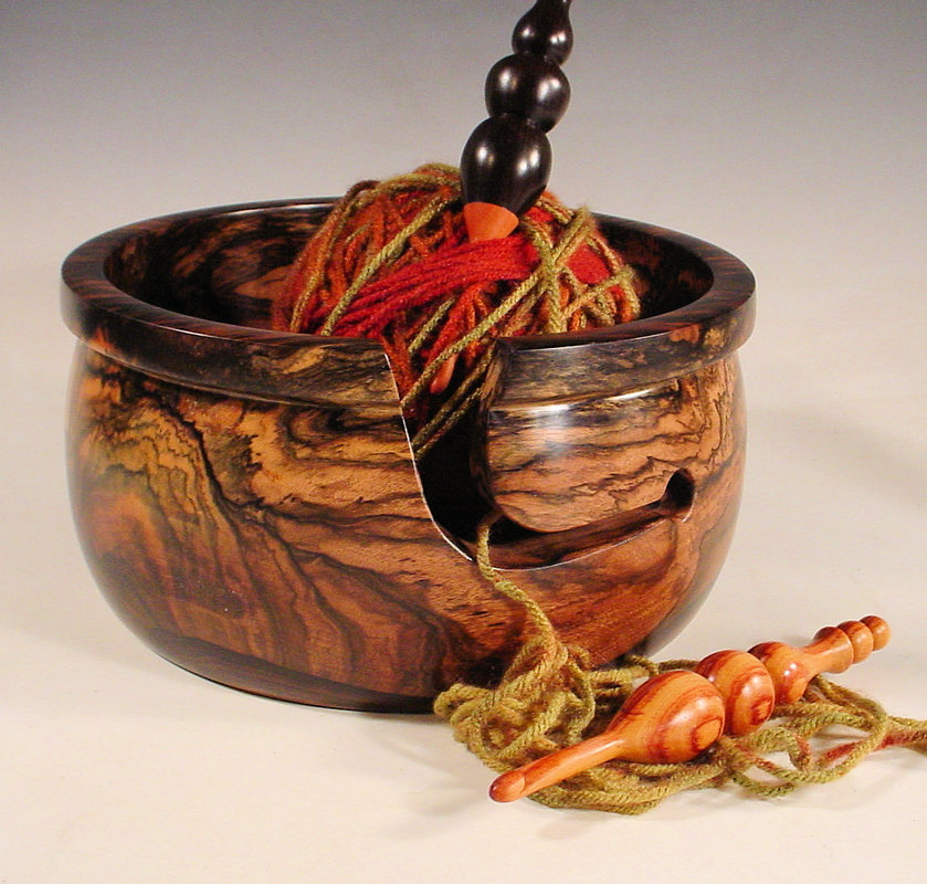 Red Wood Yarn Bowl