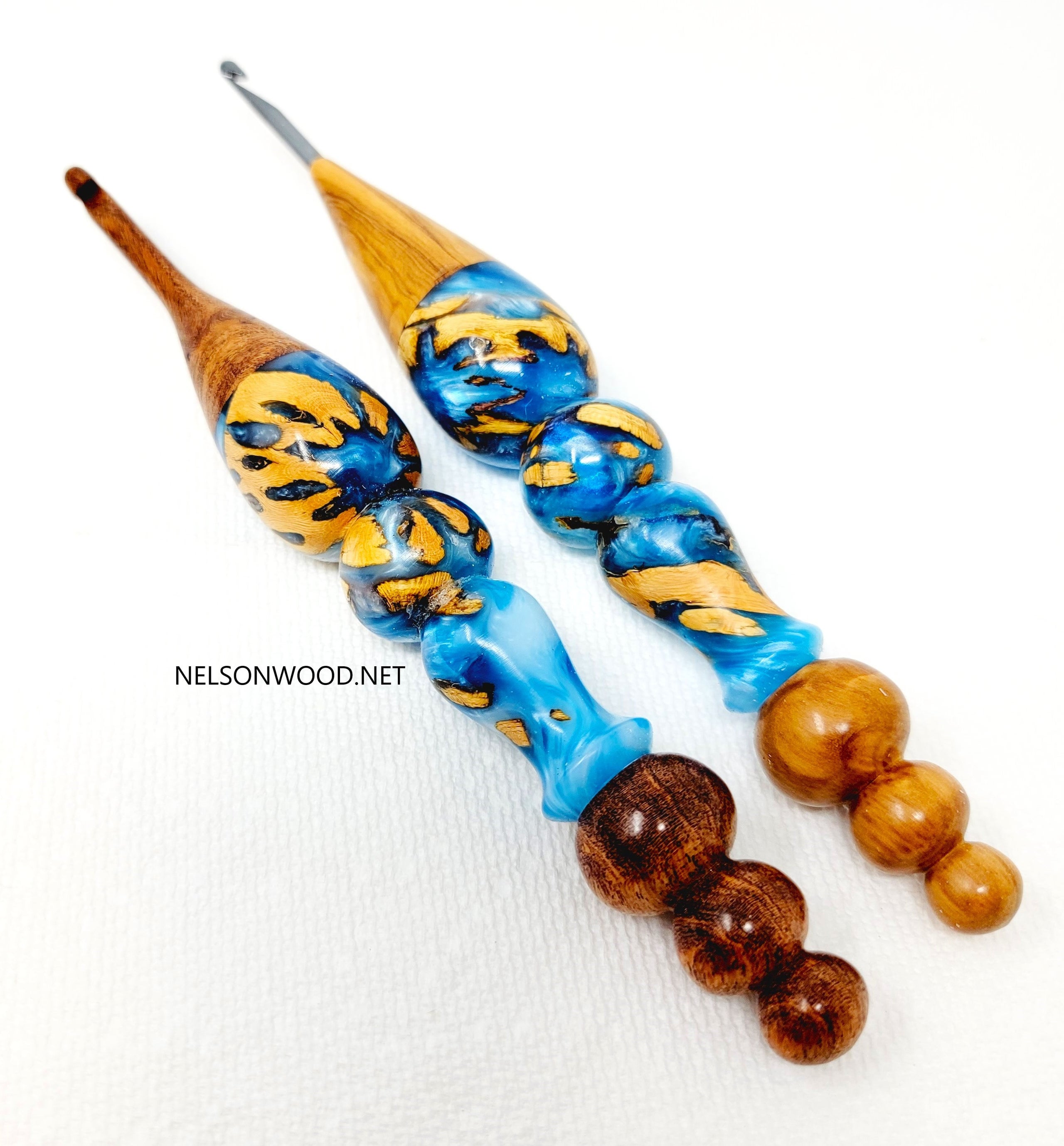 Cholla Wood Turquoise Snow Handcrafted Wood Crochet Hook Texas Artist Bryan  Nelson